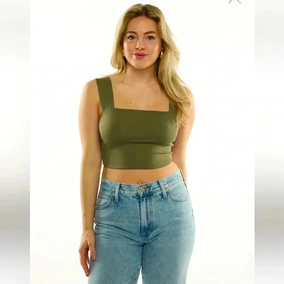 Second Skin Tops - CLARE WIDE STRAP SECOND SKIN CROP TOP |  BLACK